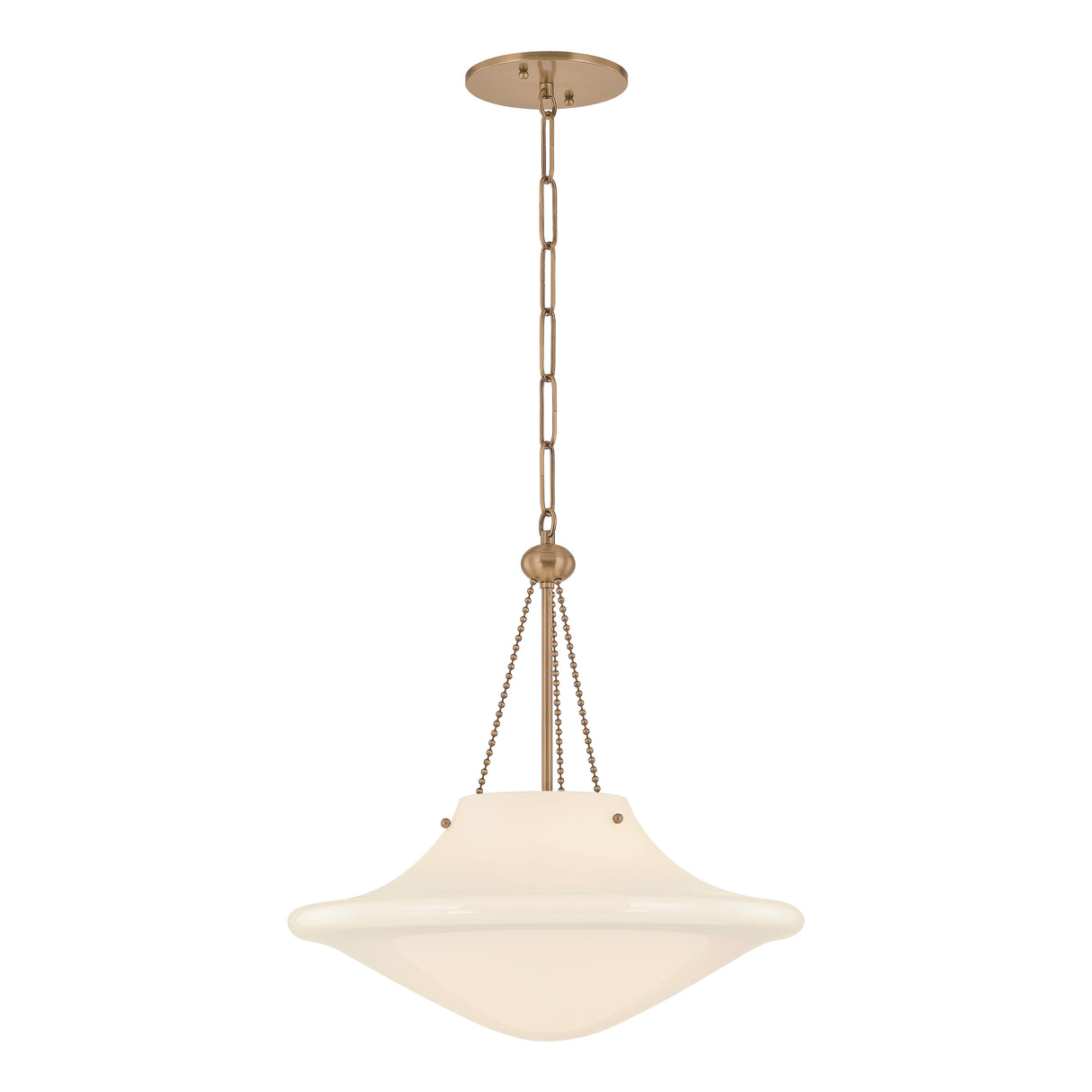 Balina Large Pendant 18", Patina Brass and Milk Glass