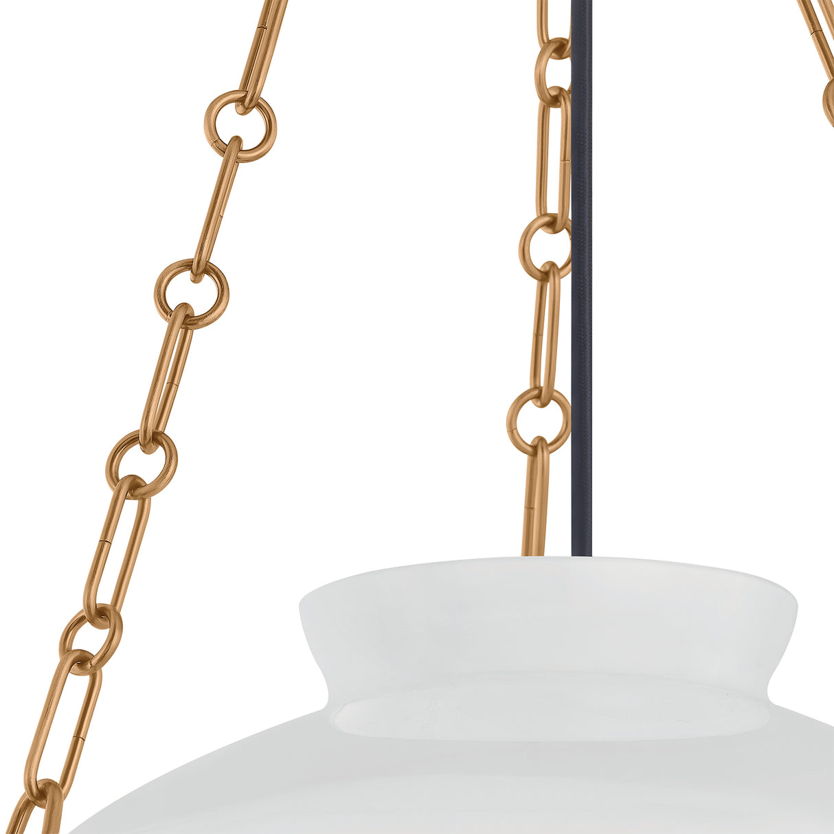 Capella Medium Pendant 16", Patina Brass and Milk Glass