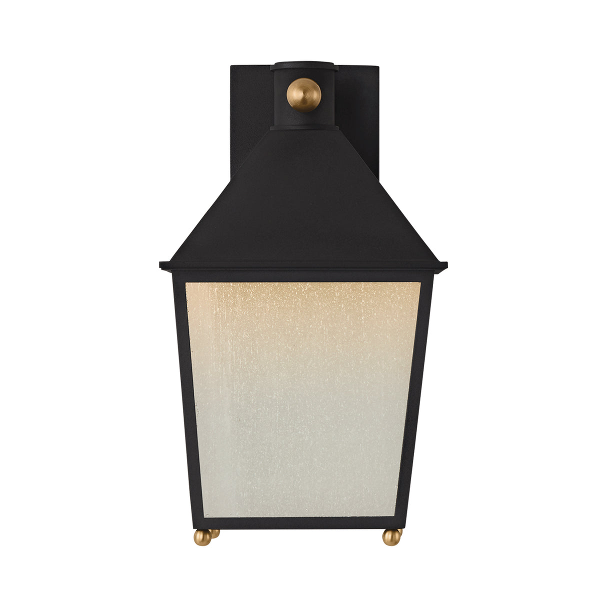 Baelor Outdoor Wall Light, Medium 16", Textured Black with Patina Brass Accents