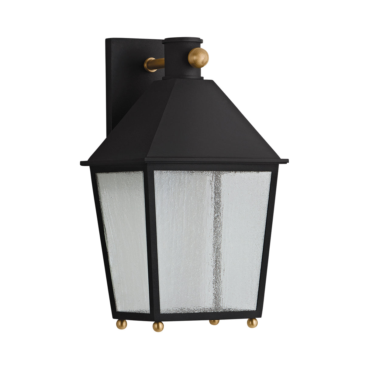 Baelor Outdoor Wall Light, Medium 16", Textured Black with Patina Brass Accents