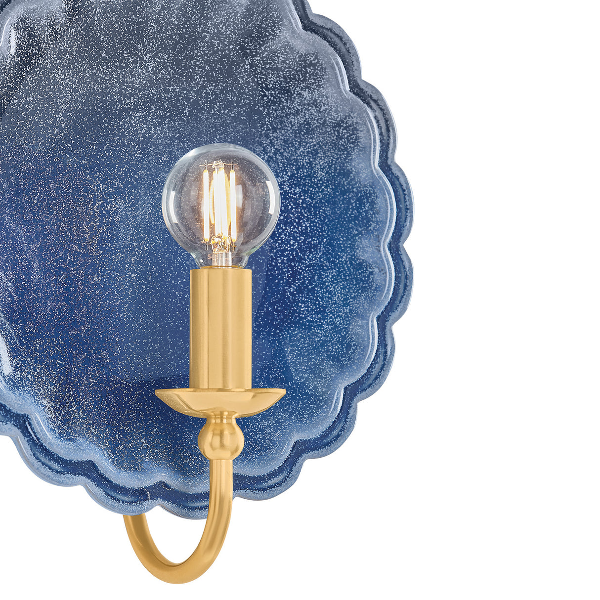 Gladys Wall Sconce 11", Navy Ceramic and Aged Brass