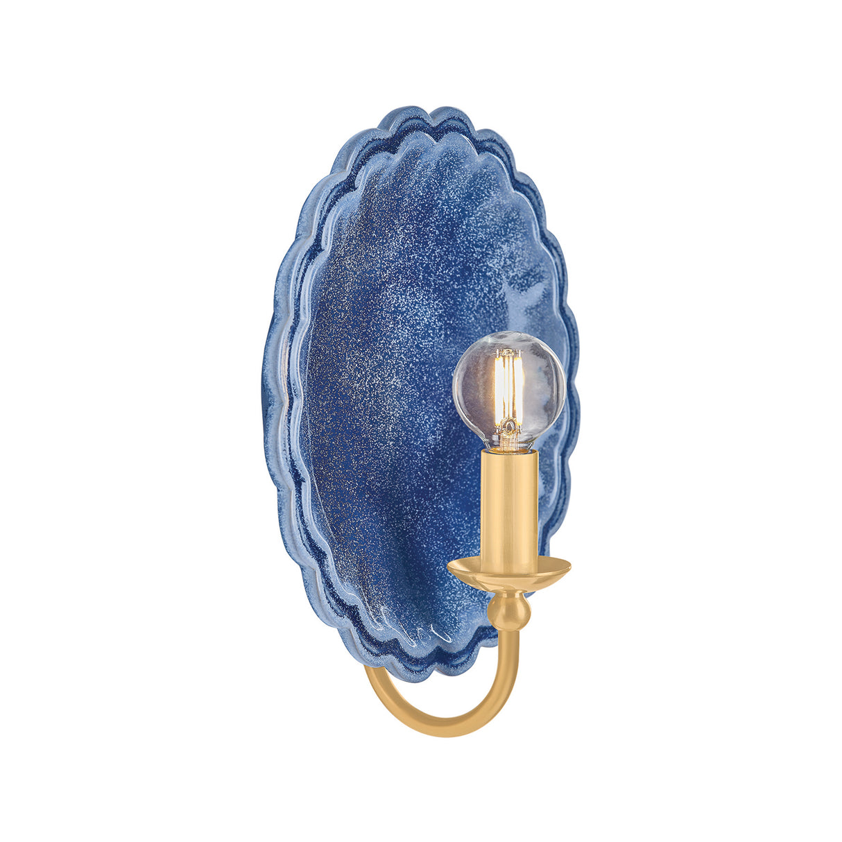 Gladys Wall Sconce 11", Navy Ceramic and Aged Brass