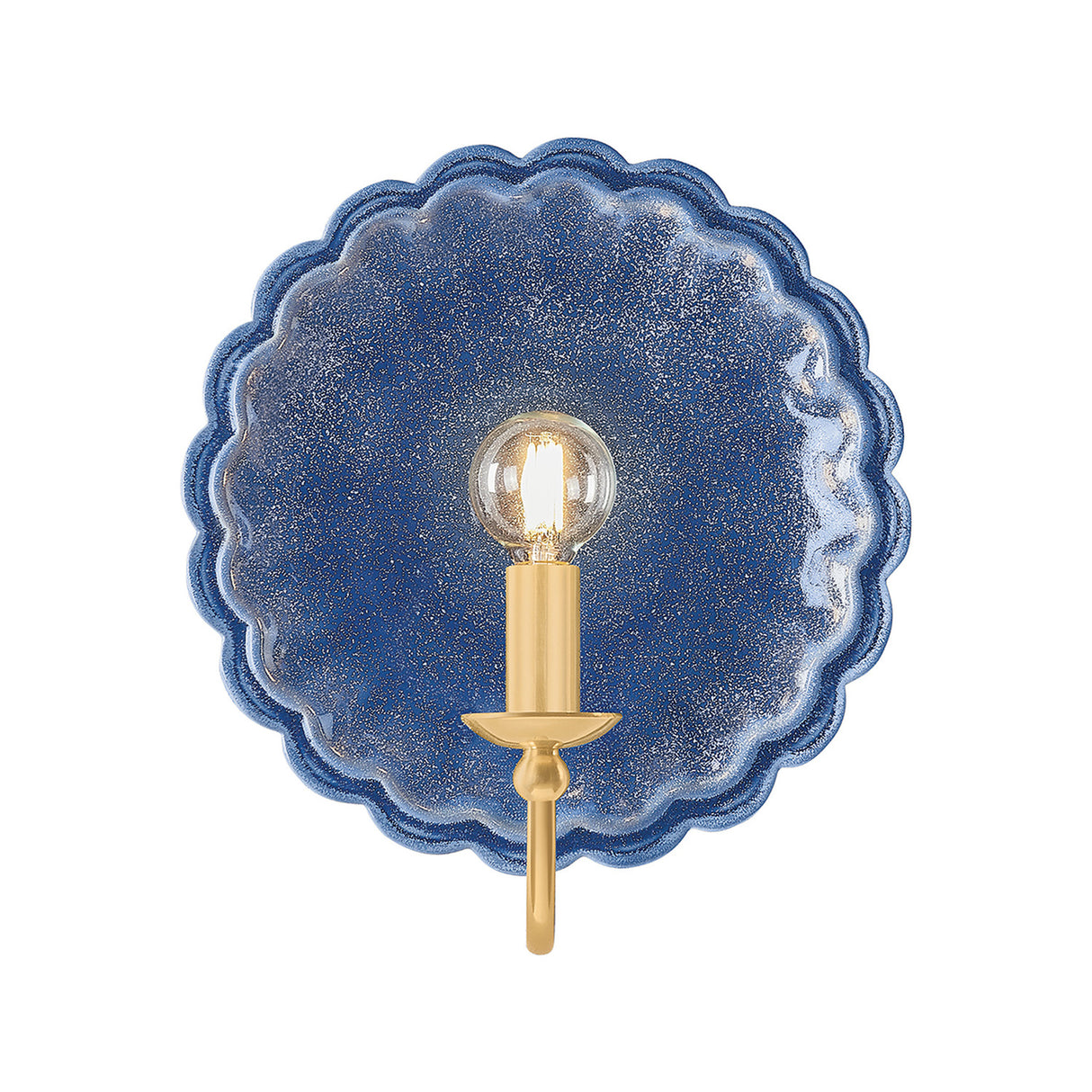 Gladys Wall Sconce 11", Navy Ceramic and Aged Brass