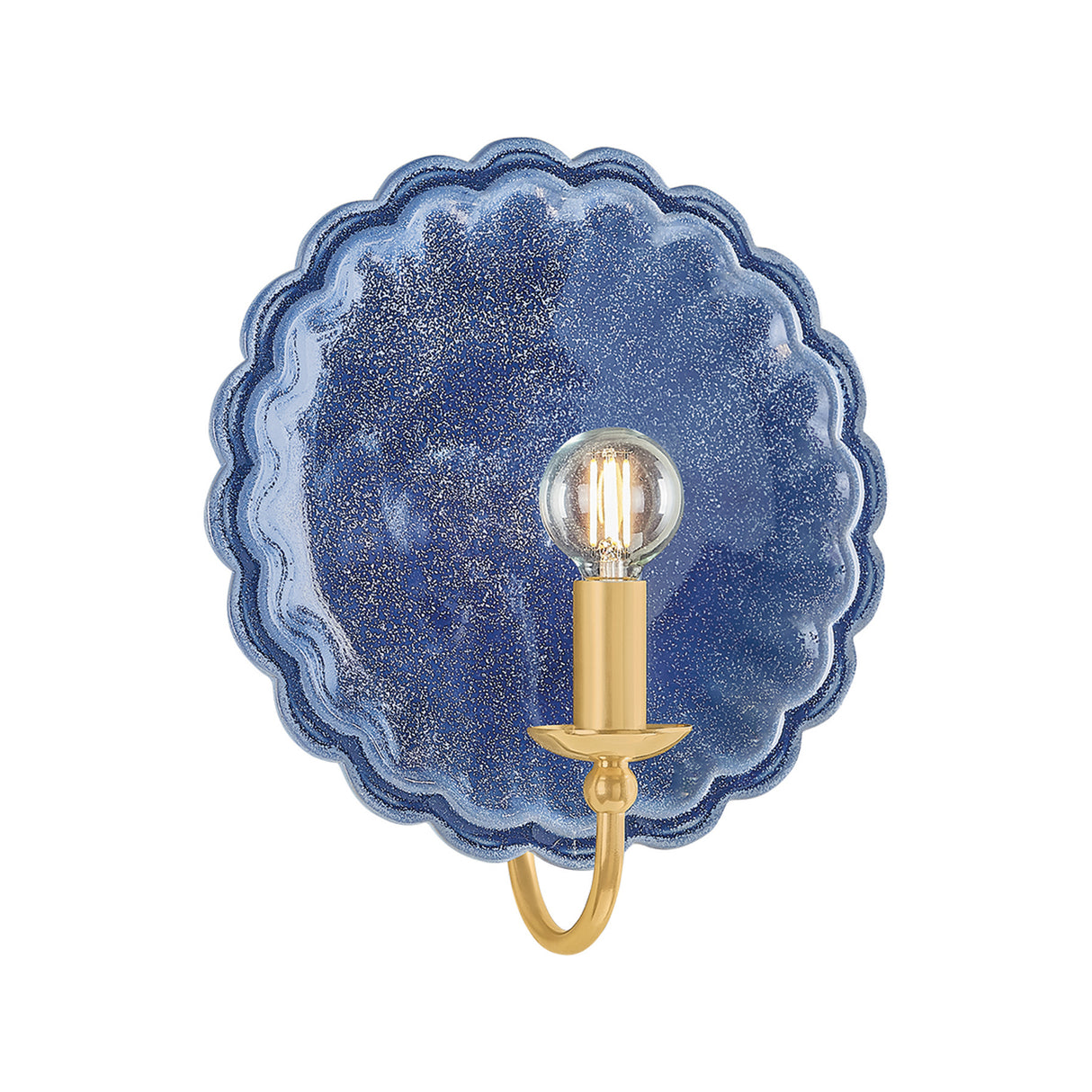 Gladys Wall Sconce 11", Navy Ceramic and Aged Brass