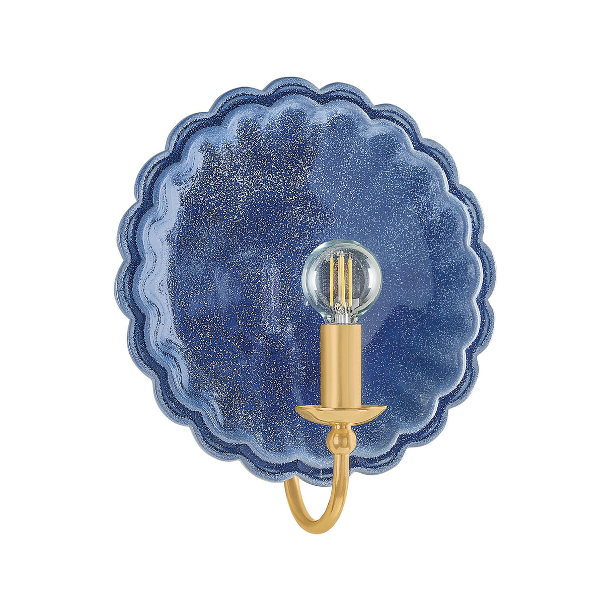Gladys Wall Sconce 11", Navy Ceramic and Aged Brass