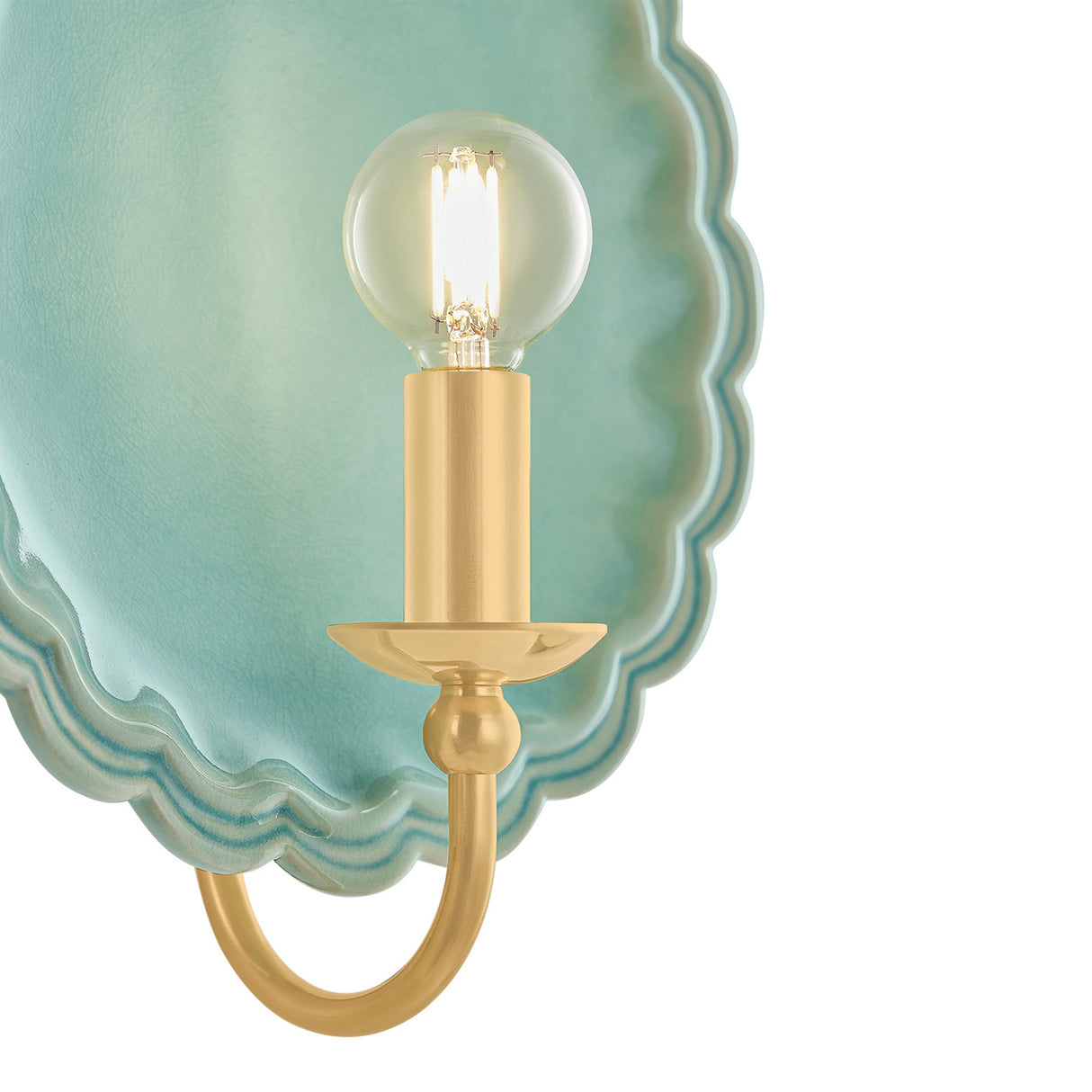 Gladys Wall Sconce 11", Seafoam Ceramic and Aged Brass