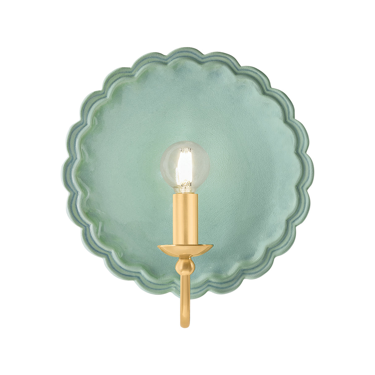 Gladys Wall Sconce 11", Seafoam Ceramic and Aged Brass