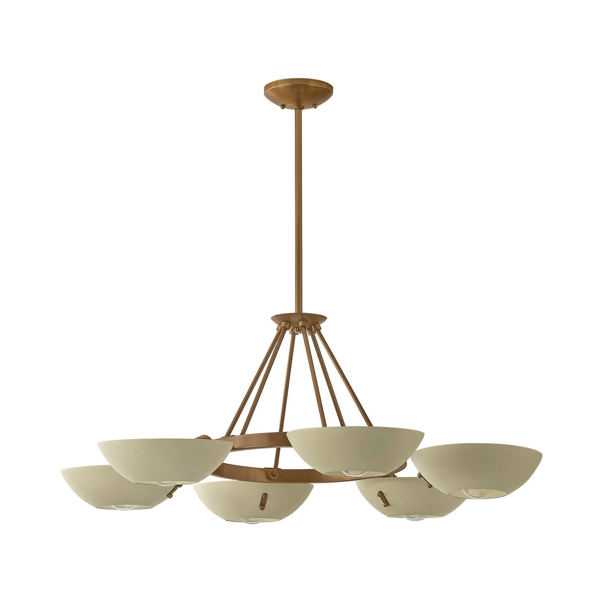 Clovis 6 Light Chandelier 40", Soft Sand and Patina Brass