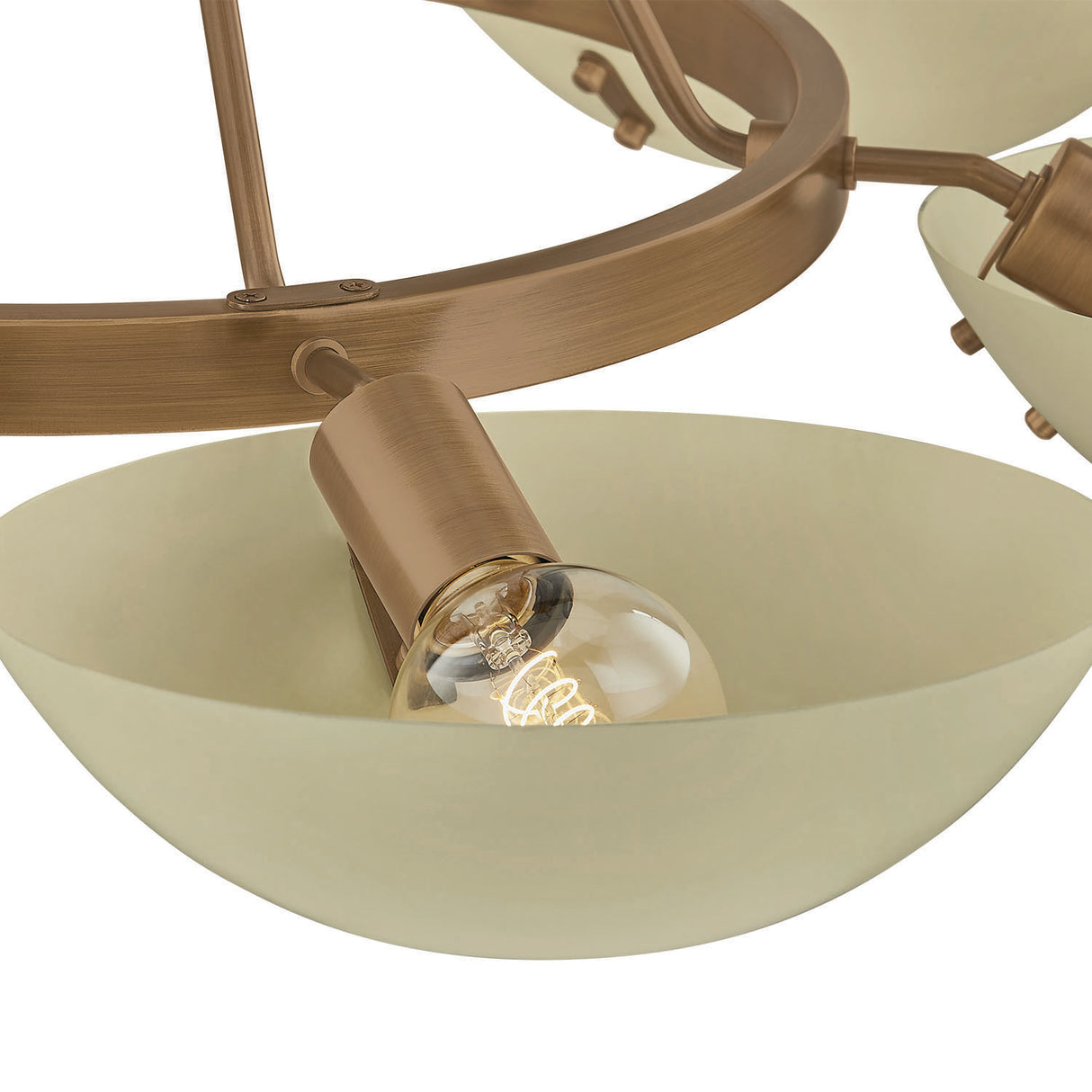 Clovis 6 Light Chandelier 40", Soft Sand and Patina Brass