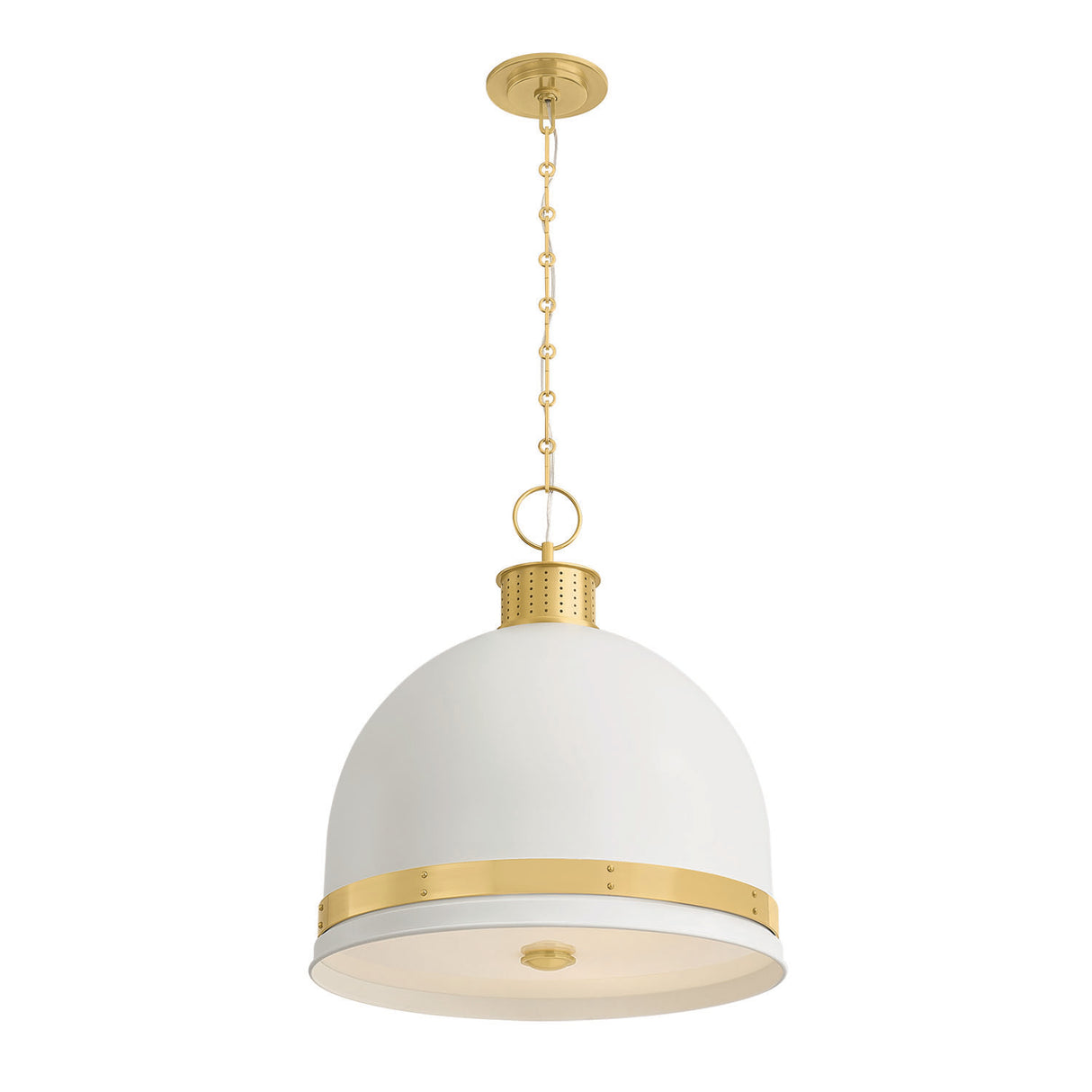 Patrice Large Pendant 20", Matte White and Aged Brass