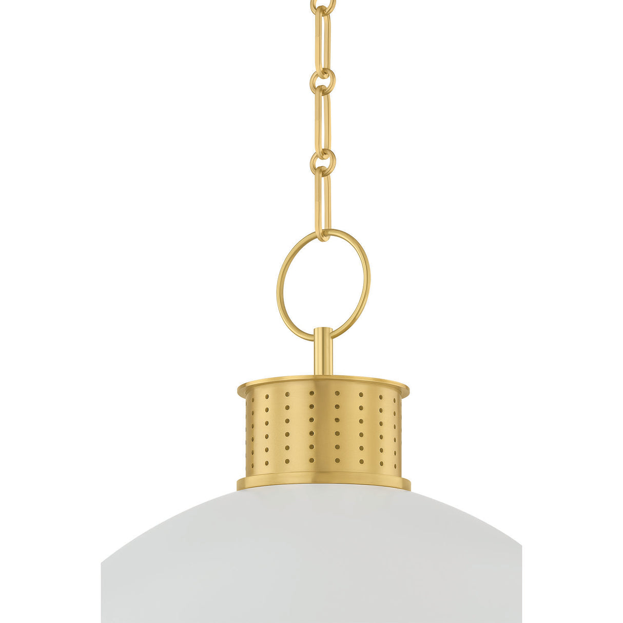 Patrice Large Pendant 20", Matte White and Aged Brass