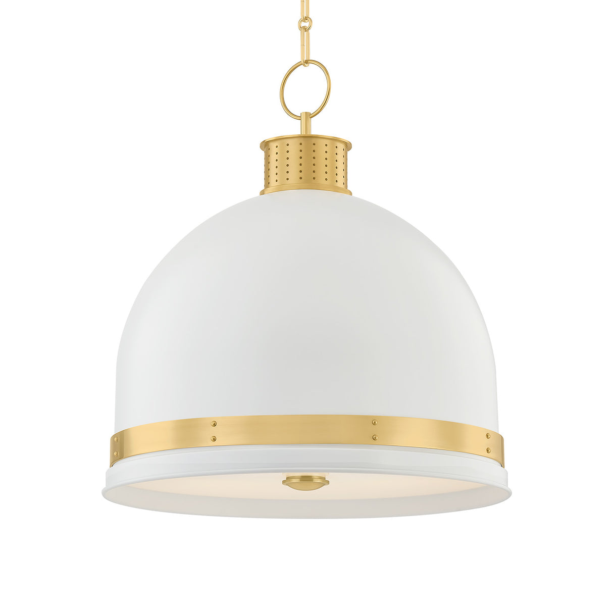 Patrice Large Pendant 20", Matte White and Aged Brass