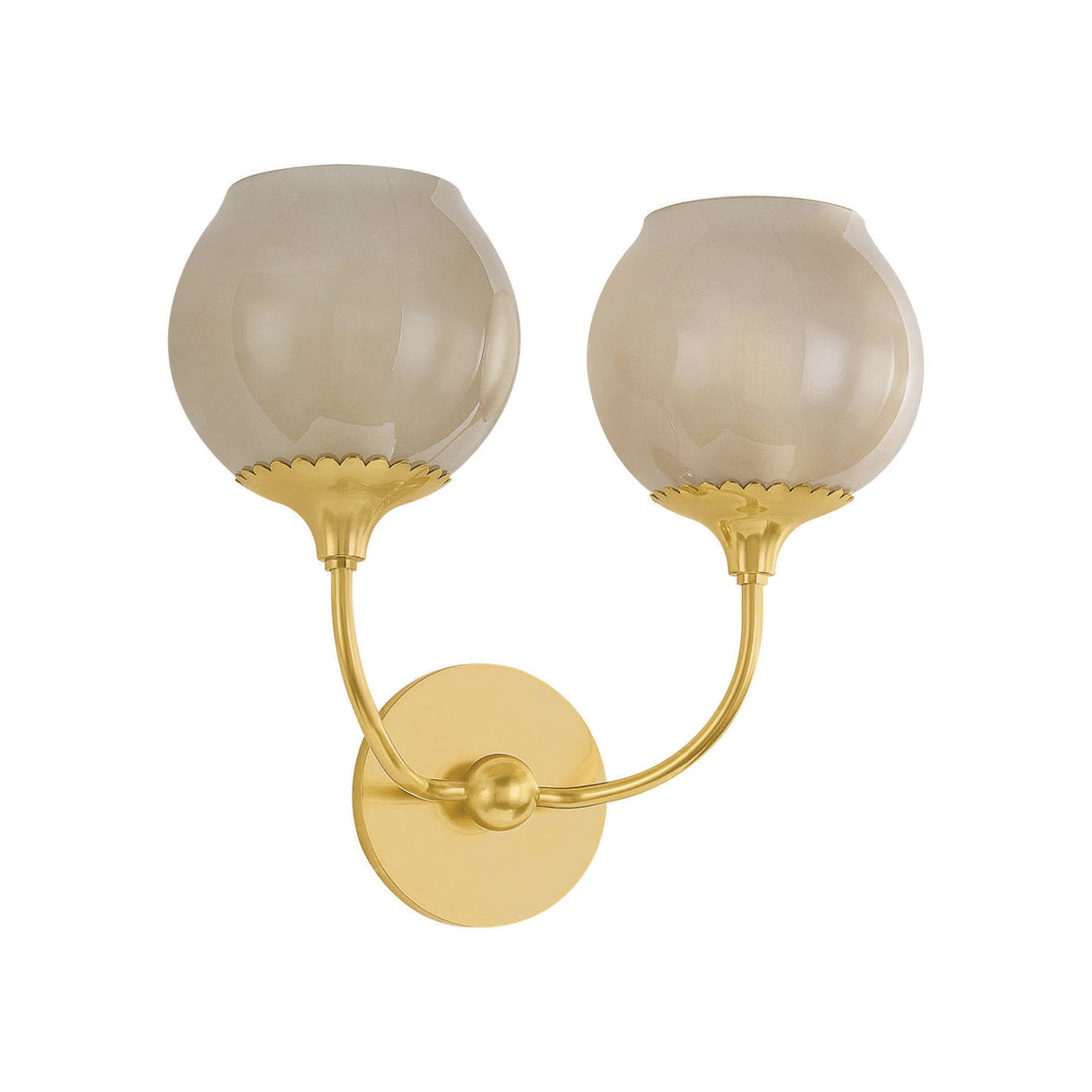 Danica Double Wall Sconce 12", Aged Brass and Champagne Glass