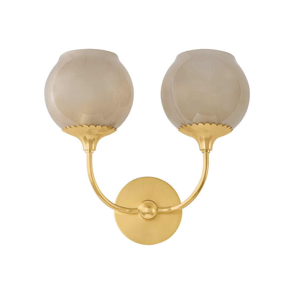 Danica Double Wall Sconce 12", Aged Brass and Champagne Glass