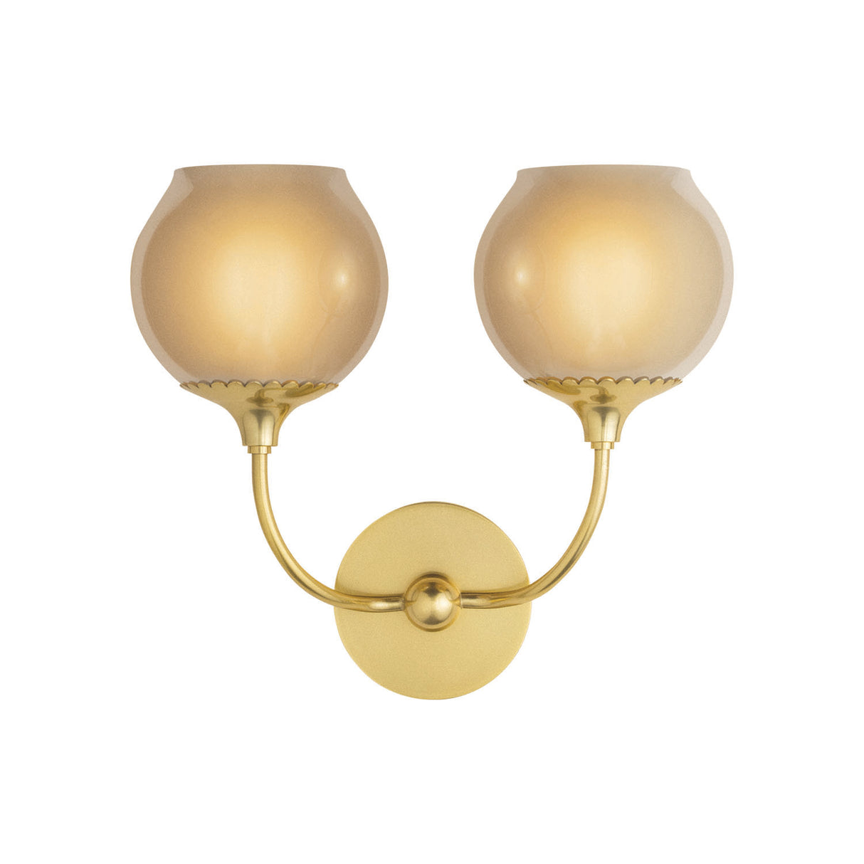 Danica Double Wall Sconce 12", Aged Brass and Champagne Glass
