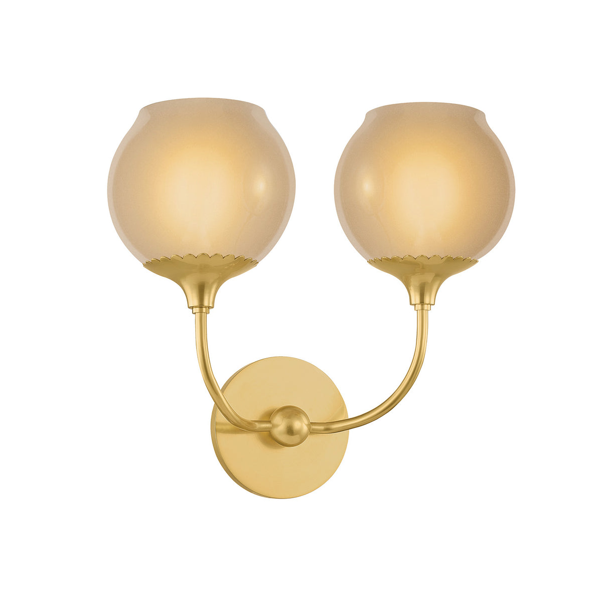 Danica Double Wall Sconce 12", Aged Brass and Champagne Glass