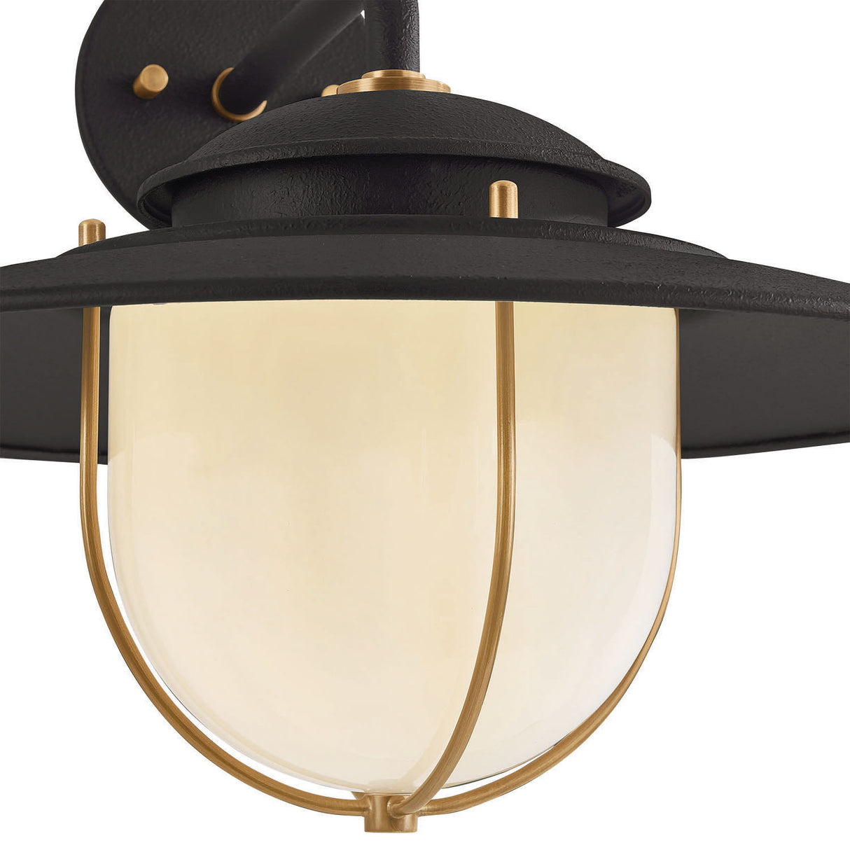 Oswego Outdoor Wall Light, Medium 13", Forged Iron and Patina Brass