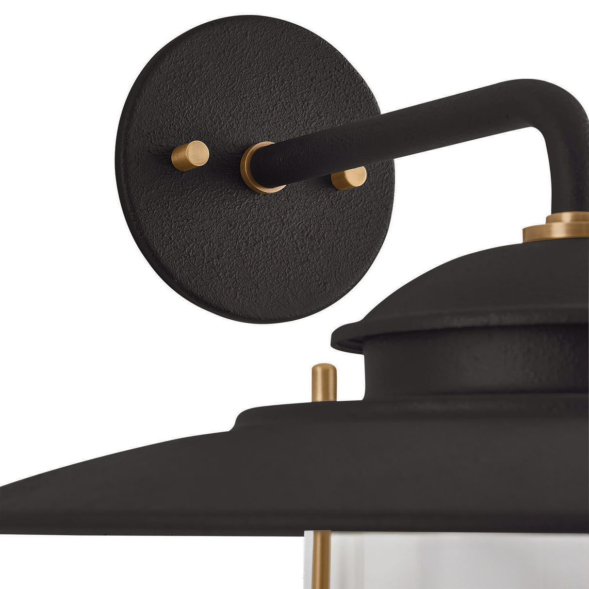 Oswego Outdoor Wall Light, Medium 13", Forged Iron and Patina Brass