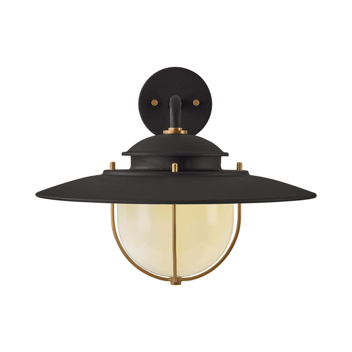 Oswego Outdoor Wall Light, Medium 13", Forged Iron and Patina Brass