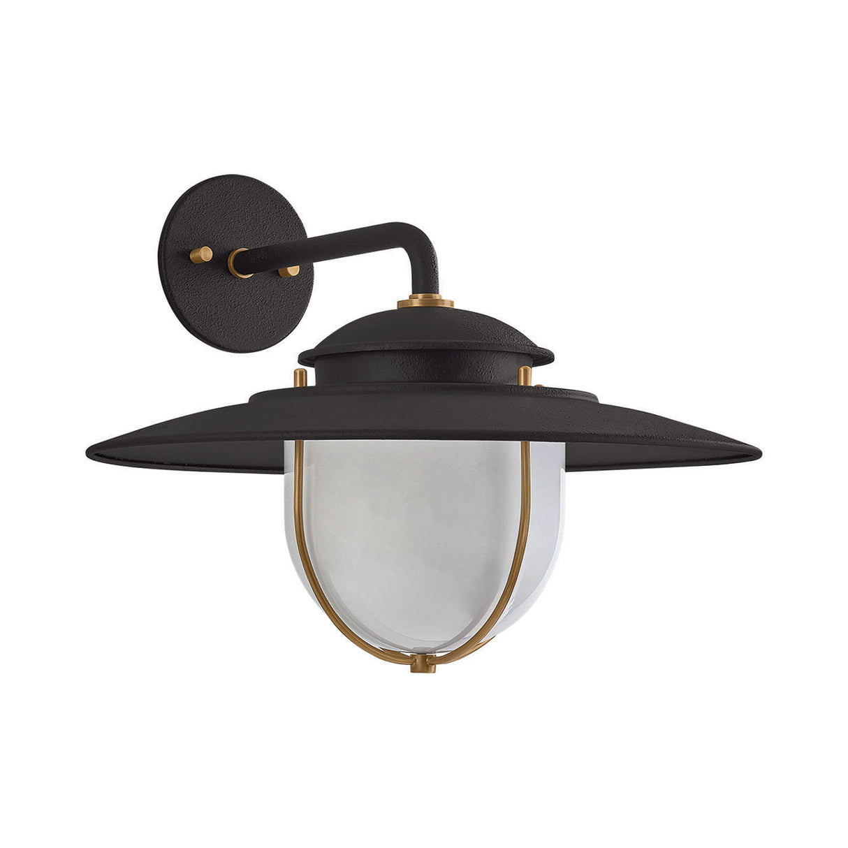 Oswego Outdoor Wall Light, Medium 13", Forged Iron and Patina Brass