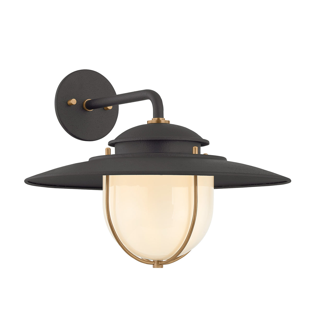 Oswego Outdoor Wall Light, Medium 13", Forged Iron and Patina Brass