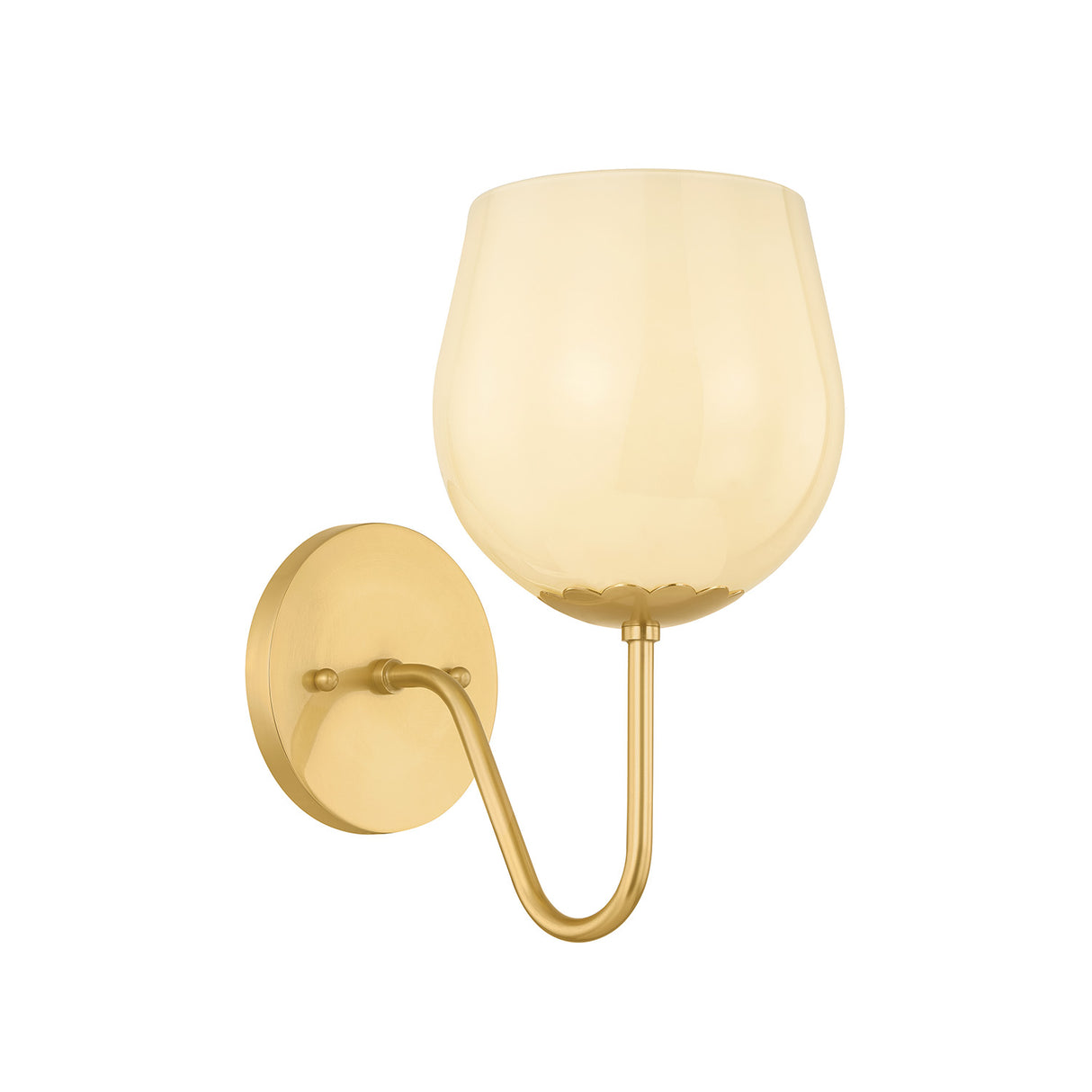 Goldie Wall Sconce 11", Aged Brass and Buttermilk Glass