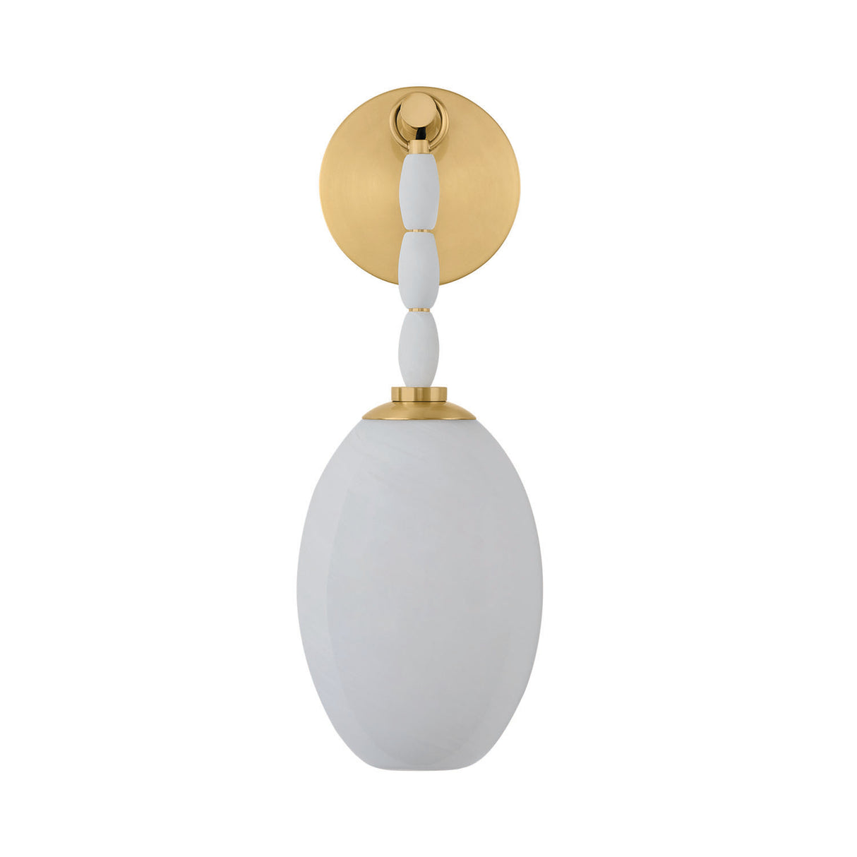 Helena Wall Sconce 15", Aged Brass and Cloud Glass with Alabaster Accents