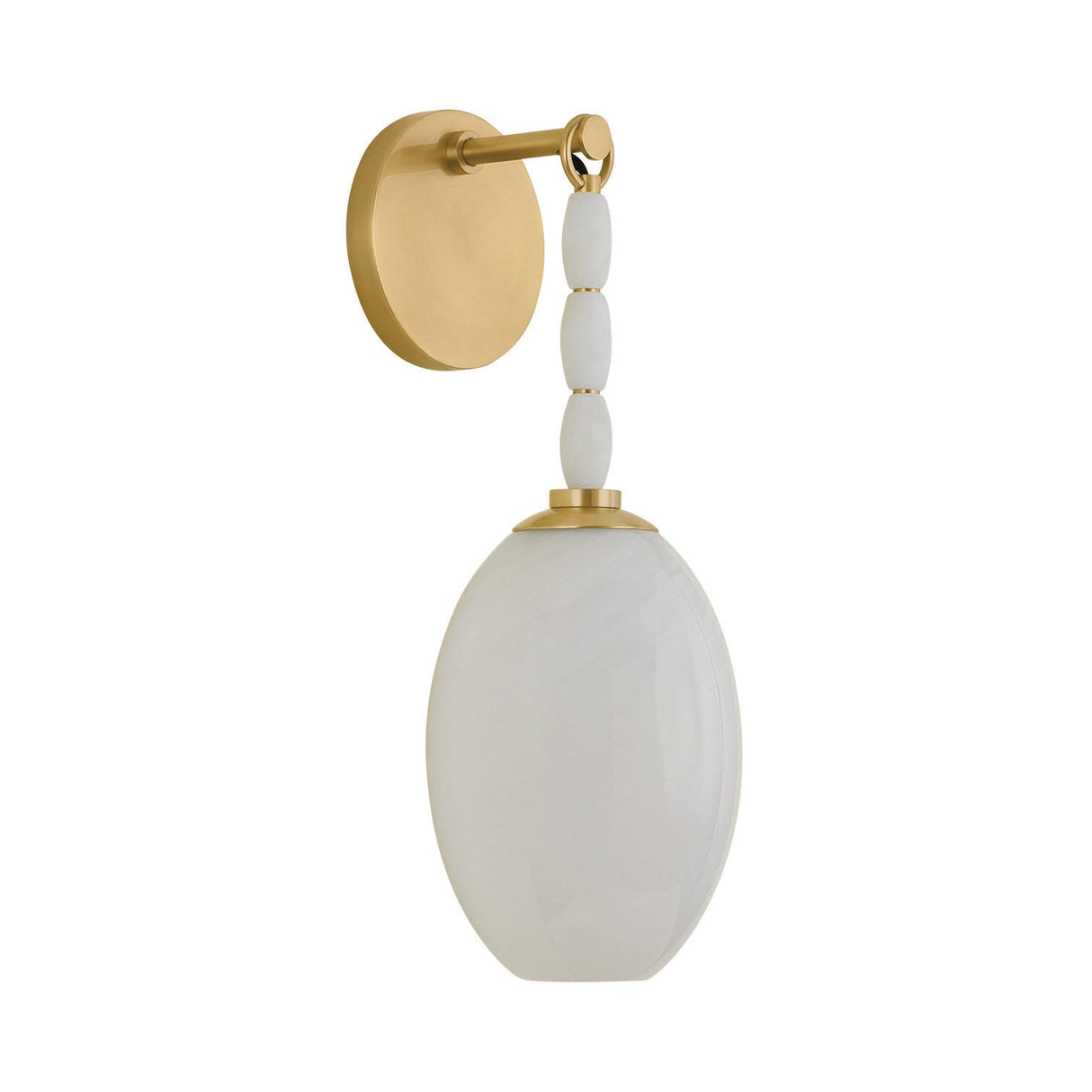 Helena Wall Sconce 15", Aged Brass and Cloud Glass with Alabaster Accents