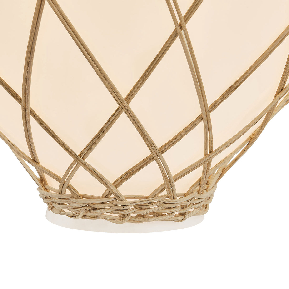Dion Medium Pendant 17", Aged Brass and Milk Glass with Rattan