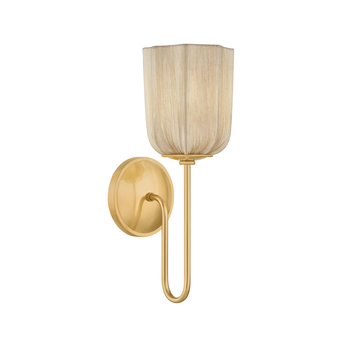 Lilith Wall Sconce 15", Aged Brass with Fabric Shades