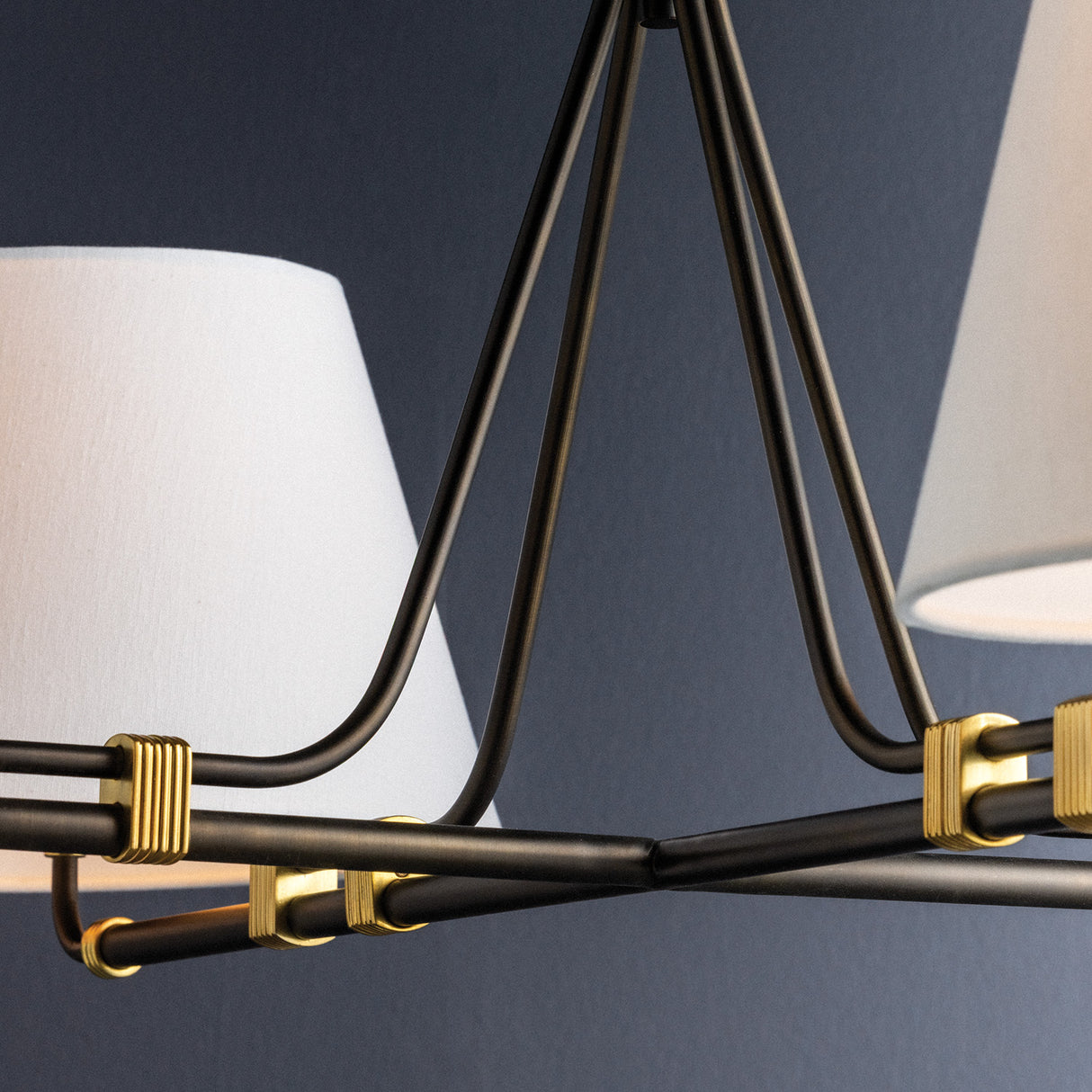 Eamon 4 Light Chandelier 46", Distressed Bronze and Aged Brass