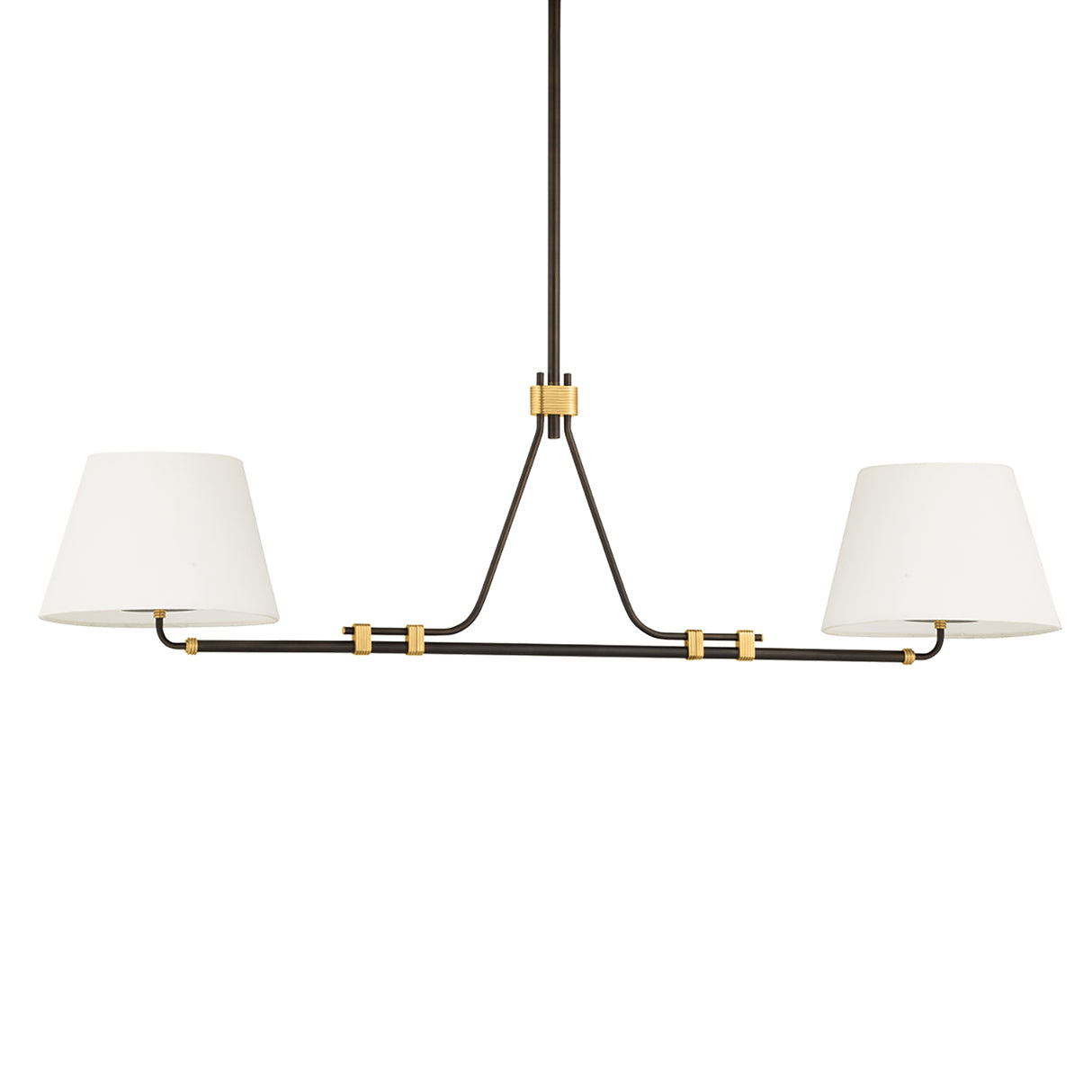Eamon 2 Shade Linear Pendant 52", Distressed Bronze and Aged Brass
