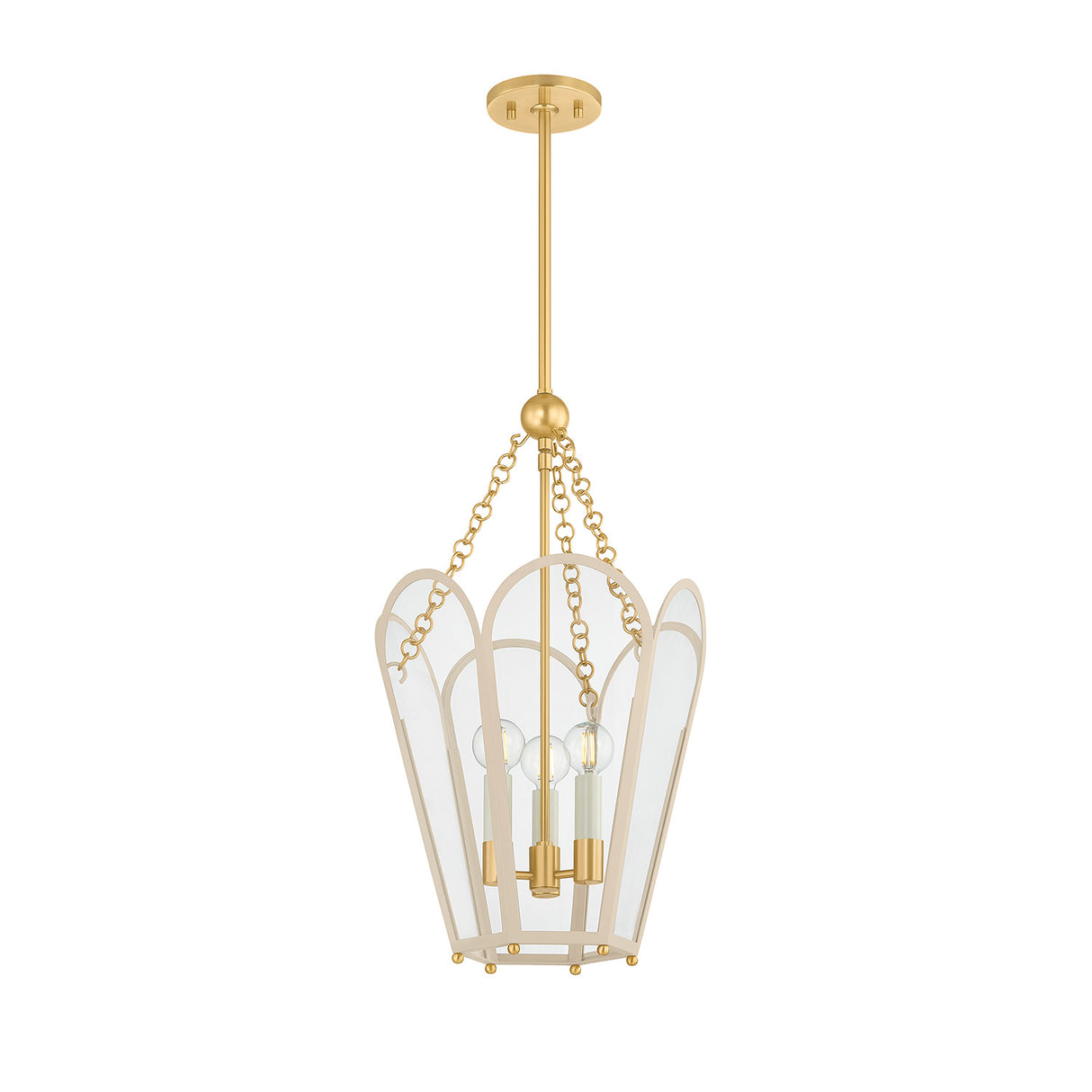 Ravenna Medium Pendant 13", Cream and Aged Brass