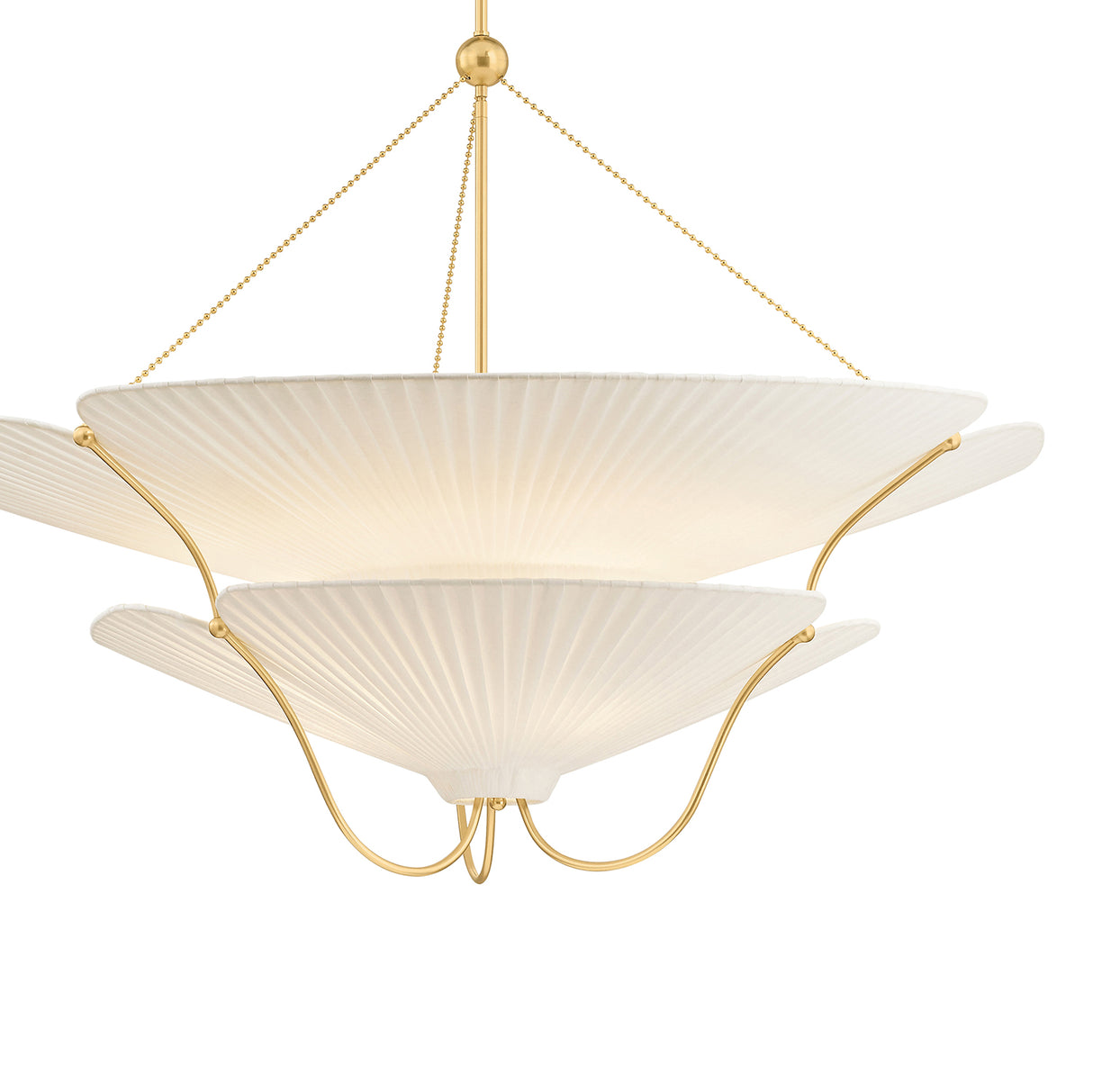 Marcelle Oversized Pendant 40", Aged Brass and Linen