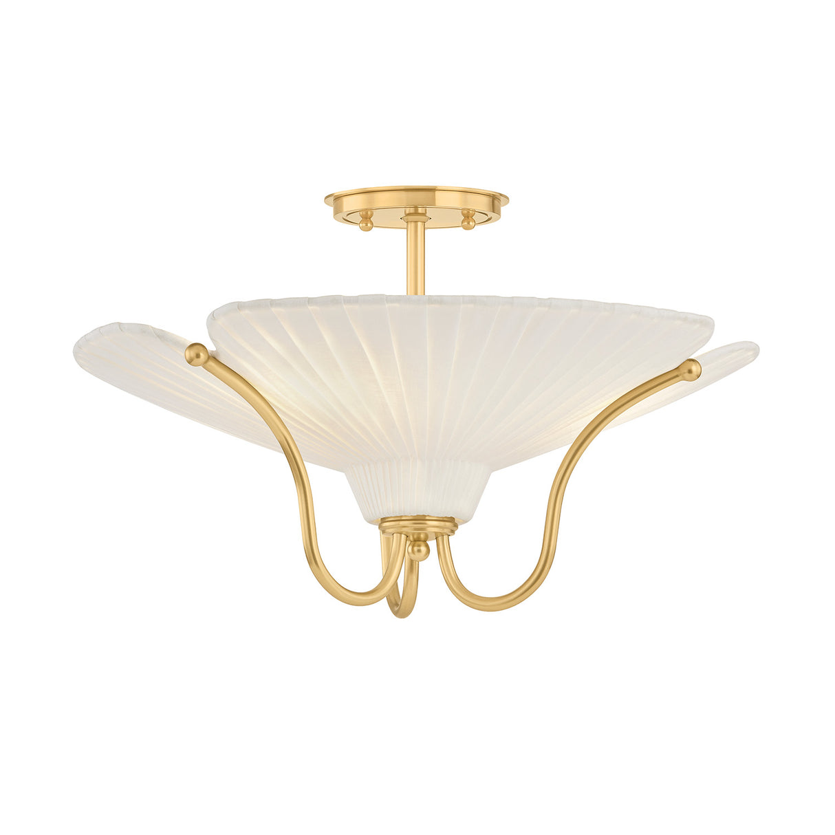 Marcelle Semi-Flush 18", Aged Brass and Linen