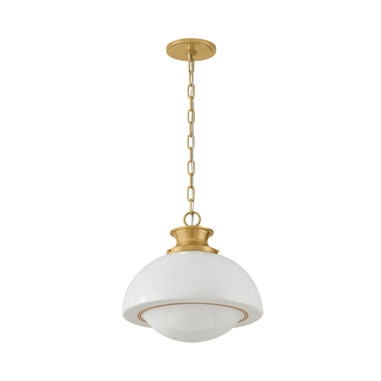 Leonie Pendant 15", Aged Brass and Milk Glass