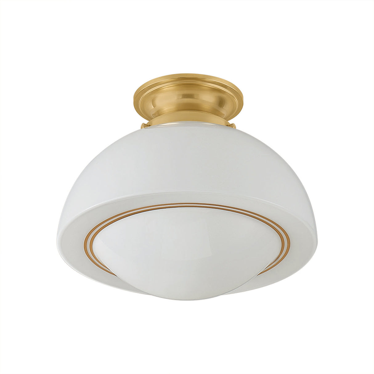 Leonie Small Semi-Flush 11", Aged Brass and Milk Glass