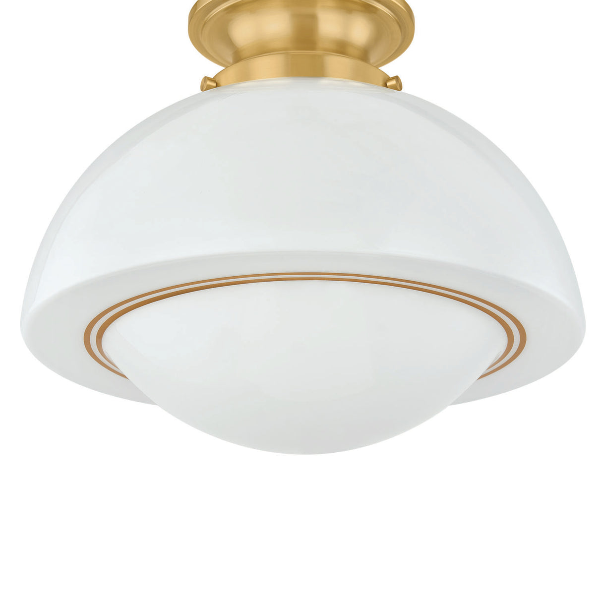 Leonie Small Semi-Flush 11", Aged Brass and Milk Glass