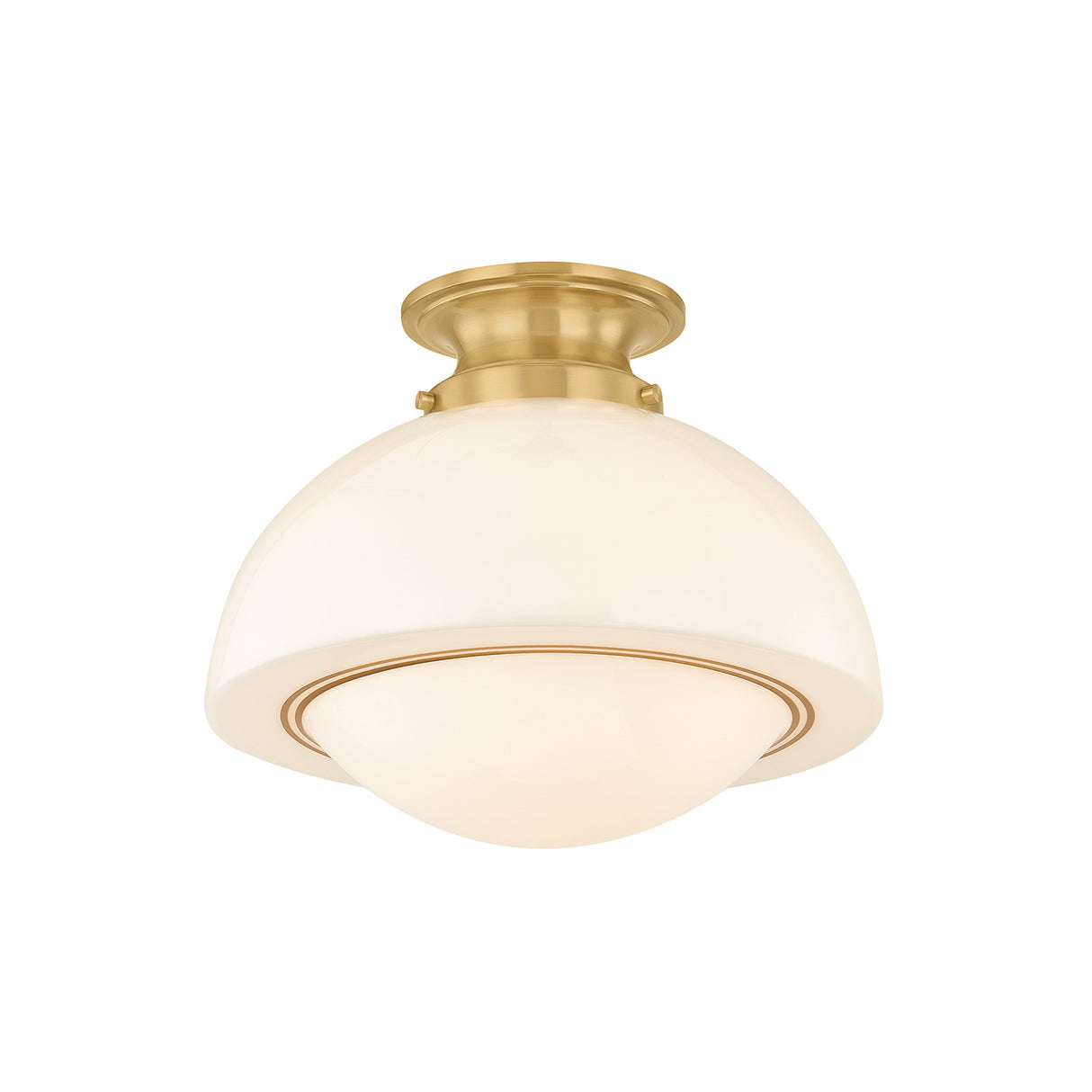 Leonie Small Semi-Flush 11", Aged Brass and Milk Glass