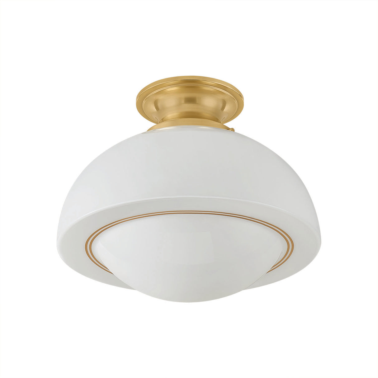 Leonie Medium Semi-Flush 15", Aged Brass and Milk Glass