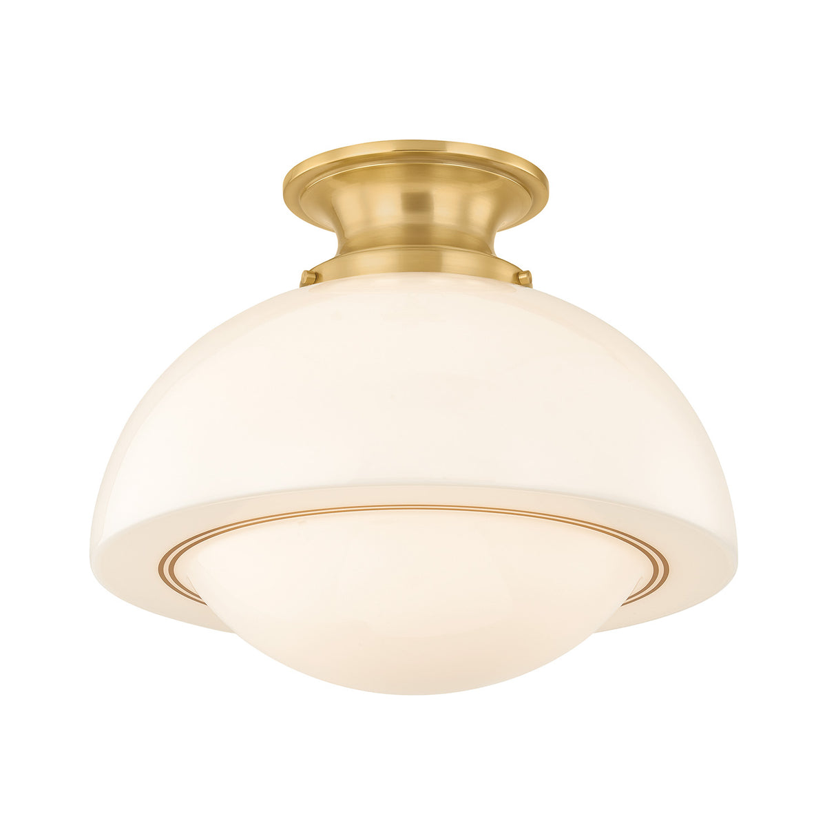 Leonie Medium Semi-Flush 15", Aged Brass and Milk Glass