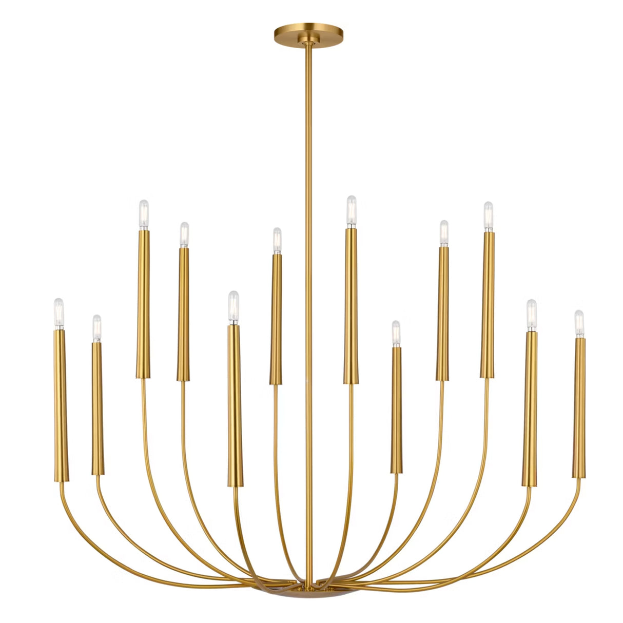 Solana 12 Light Chandelier 48", Modern Brass