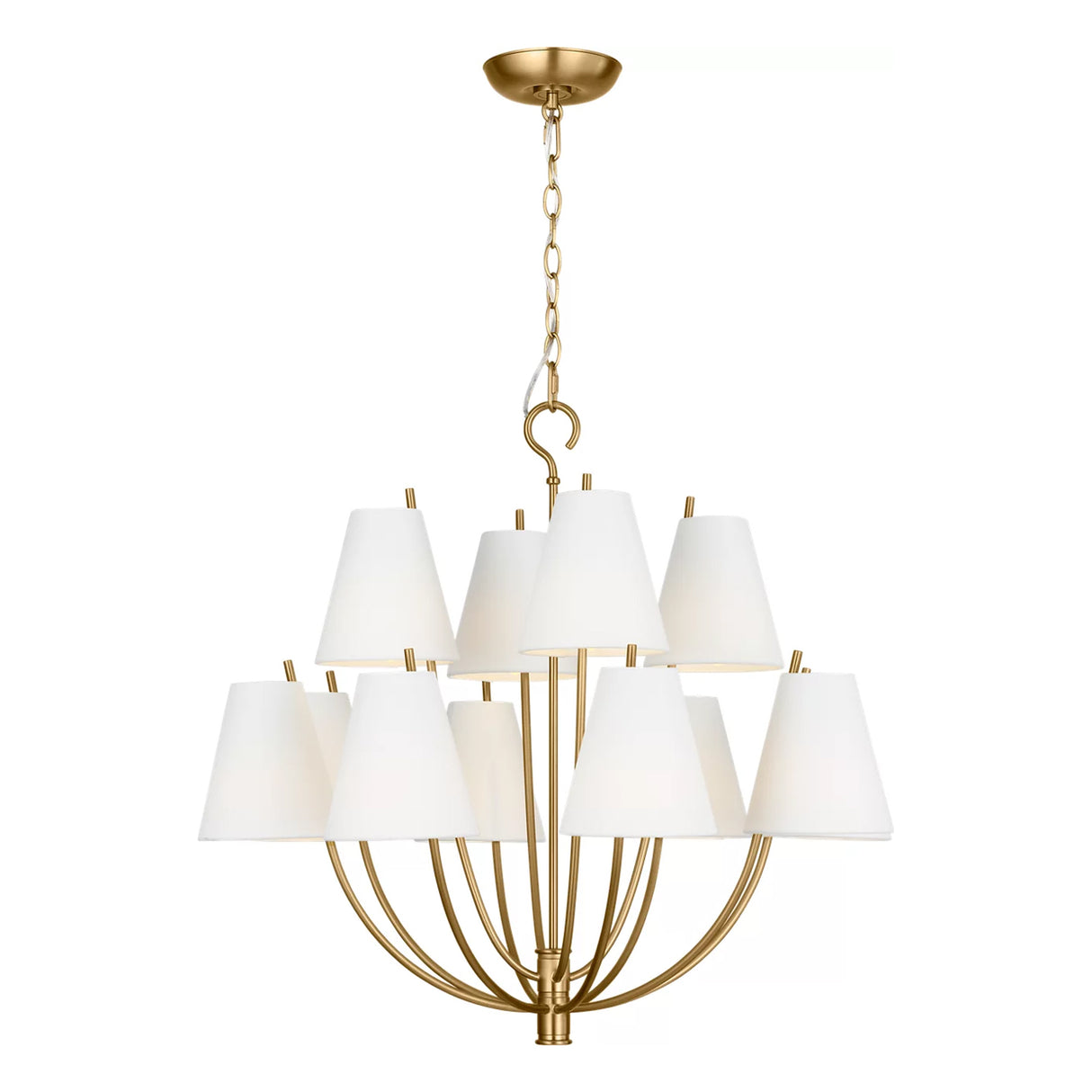 Cordelia 12 Light Chandelier 30", Modern Brass