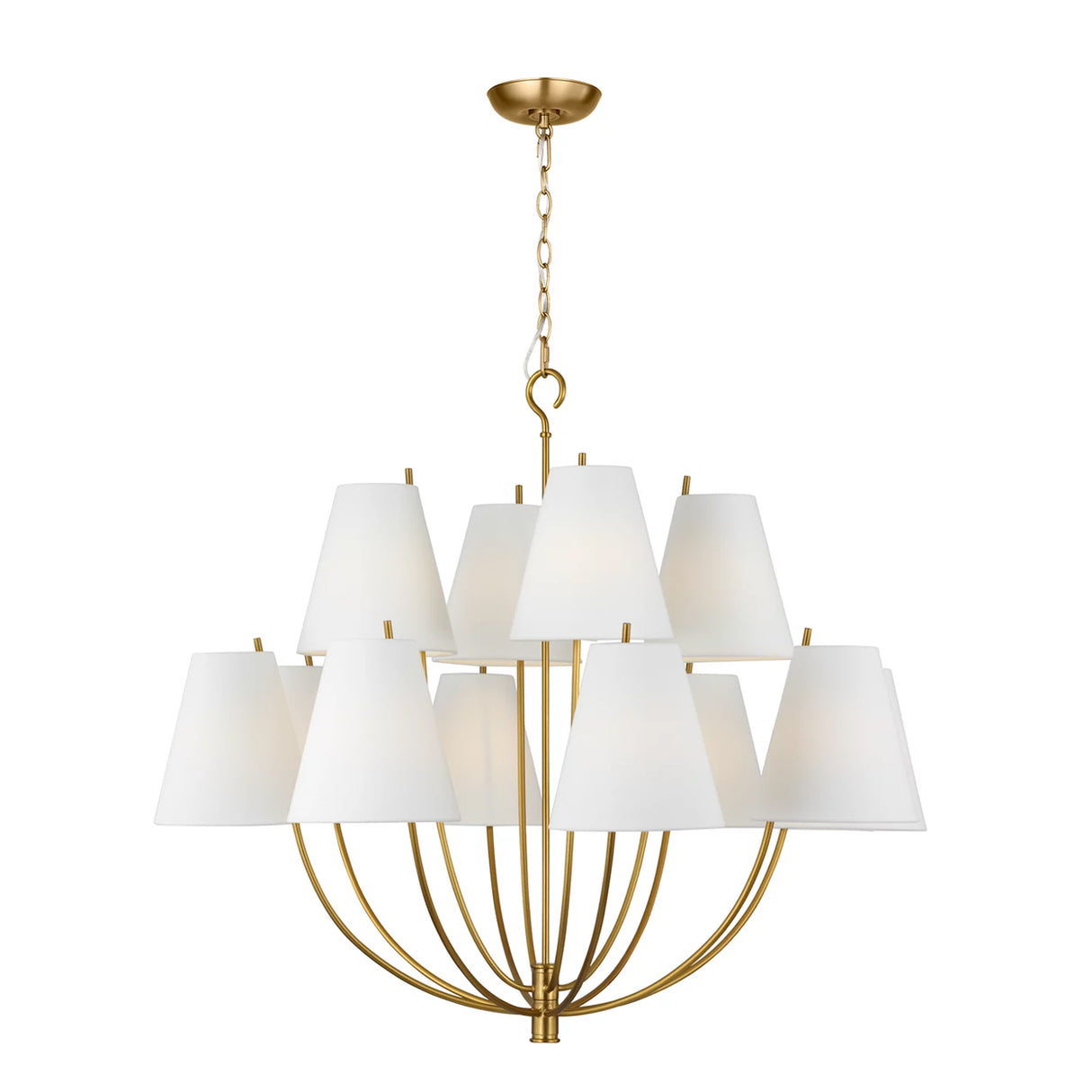 Cordelia 12 Light Chandelier 40", Modern Brass