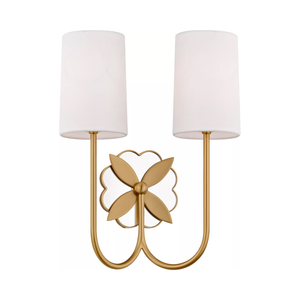 Ashby Double Wall Sconce 14", Modern Brass and Mirror Glass