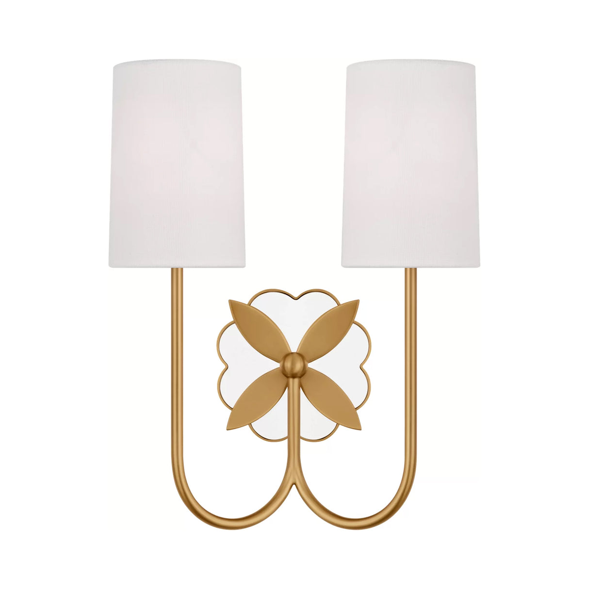 Ashby Double Wall Sconce 14", Modern Brass and Mirror Glass