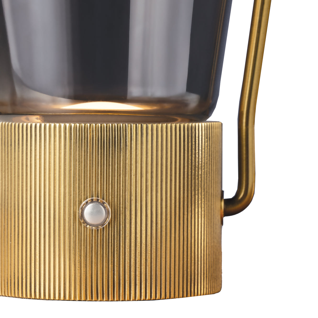 Boaz Rechargeable Table Lamp 11", Aged Brass and Smoke Glass