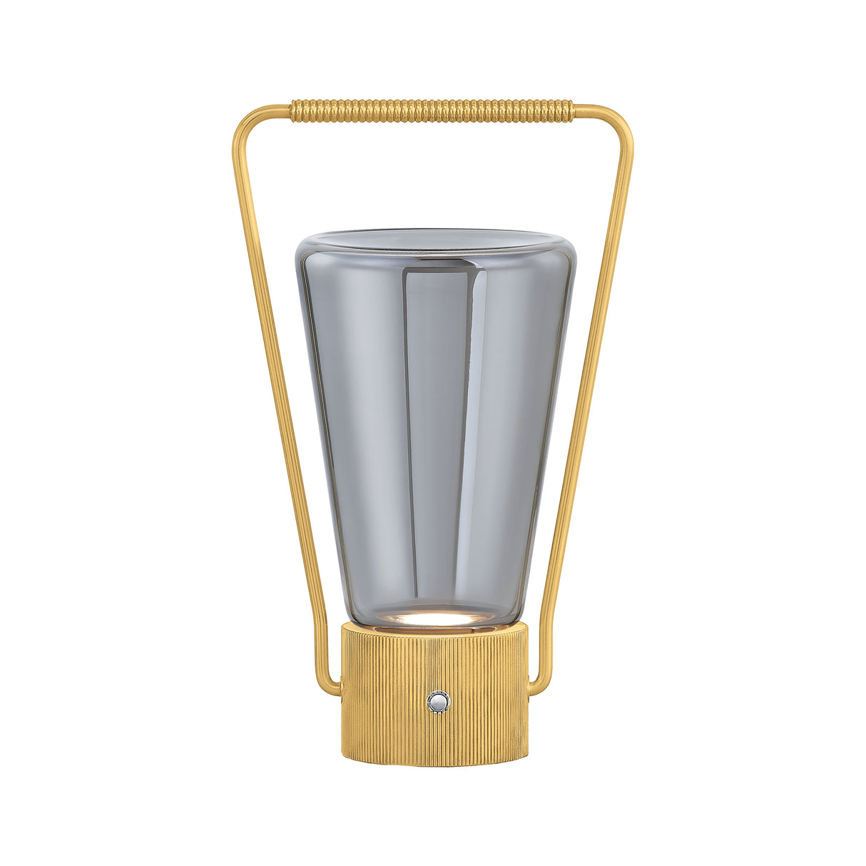 Boaz Rechargeable Table Lamp 11", Aged Brass and Smoke Glass
