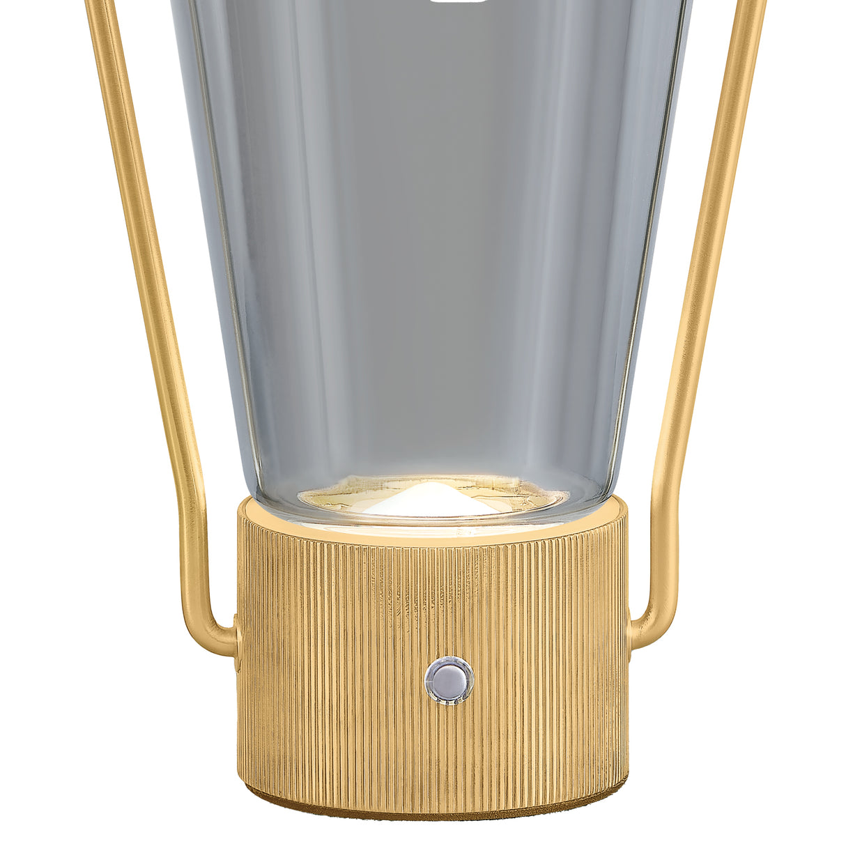 Boaz Rechargeable Table Lamp 11", Aged Brass and Smoke Glass