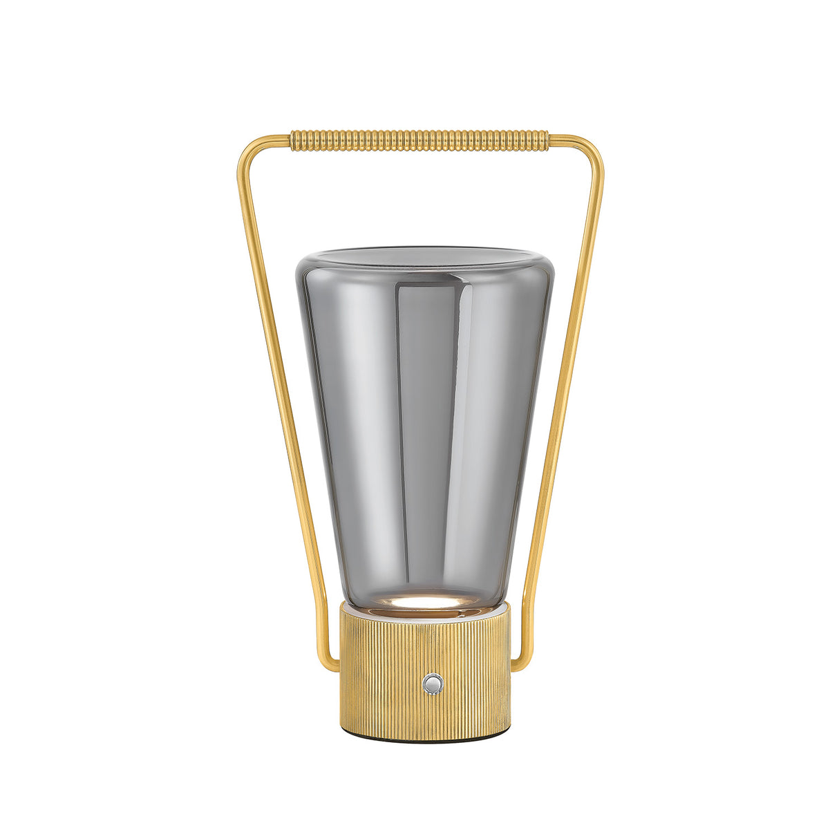 Boaz Rechargeable Table Lamp 11", Aged Brass and Smoke Glass